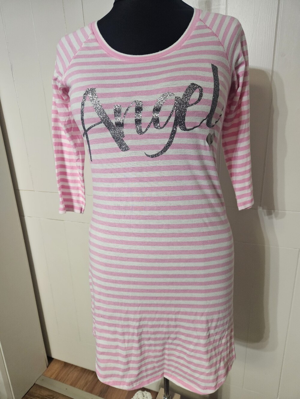 Victoria's Secret Pink and White Striped Sleep Top Sleepwear - XS